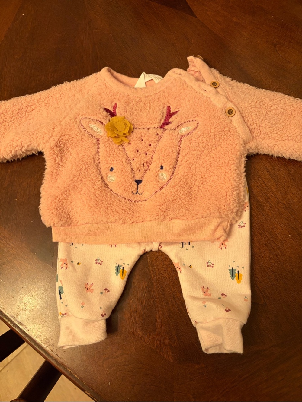 Baby Pink Sherpa Deer Sweater Set